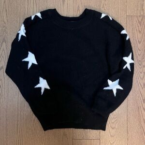 Aqua Black Sweater with White Star Accents